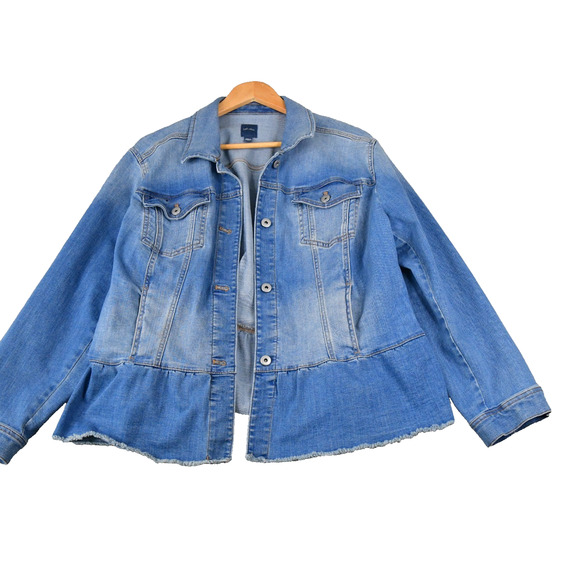 J. Jill Womens Jacket Plus Size 2X Trucker Medium Wash Denim Jean - Picture 1 of 8
